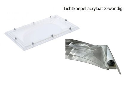 Lichtkoepel acrylaat driewandig dagmaat 105x230cm